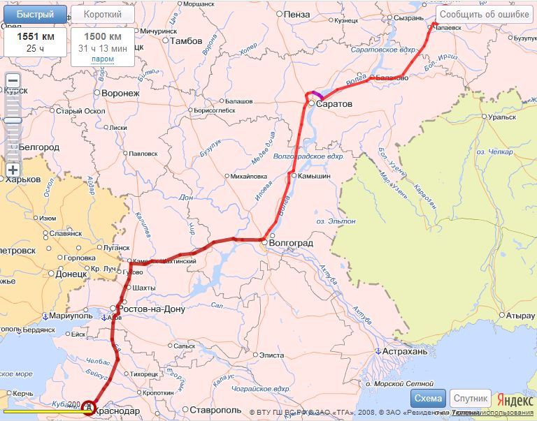 Карта жд москва ростов на дону